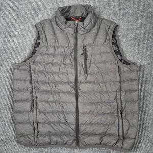 Hawke & Co Sport Mens Down Puffer Vest Gray HDN7239 Large Full Zip Quilted